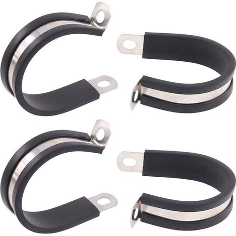 10 abrazaderas para cables de 38 mm – Abrazaderas de goma para cables – Acero inoxidable con topes de goma – Abrazaderas metálicas aisladas (1/5)