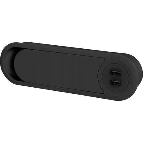 Cargador de entrada con 2 cables USB, color negro, modelo SM-701, con fuente de alimentación. (1/5)