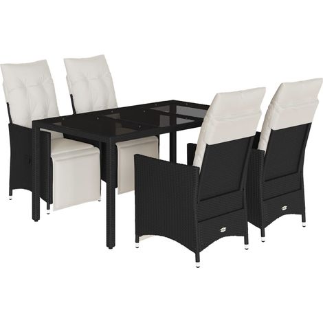 Maison Exclusive - 5-tlg. Garten-Essgruppe mit Kissen Schwarz Pol (1/5)