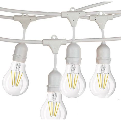 CATENARIA LUCI 10MT 15 PORTALAMPADE E27 BIANCA ALLUNGABILE IP44 INTERNO ESTERNO (1/5)
