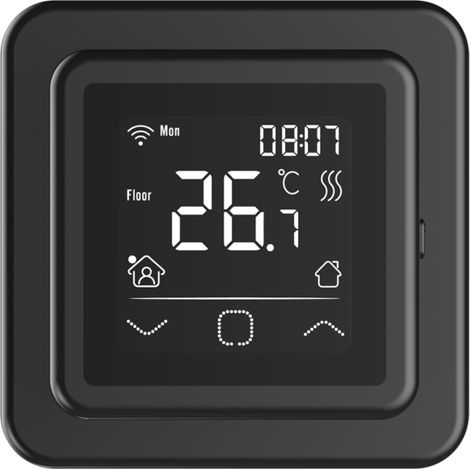 Riberger C16 WiFi Thermostat Fußbodenheizungen digital WLAN, Schwarz, Raumthermostat 230V inkl. Sensor für elektrische Fußbodenheizungen (1/2)
