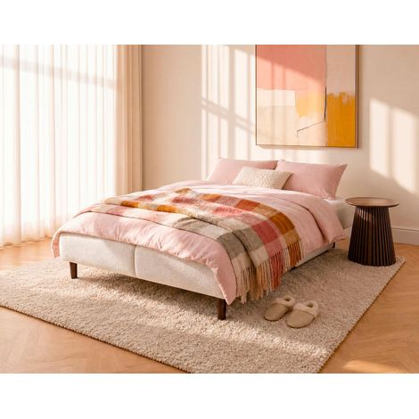 Hortense - canapé droit 3 places convertible avec coffre en velours texturé - beige (1/5)