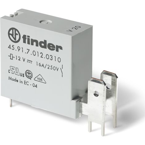 Relè di potenza, con faston 250, 12 Vdc, SPST-NO, 16 A,  foro passante (THT), serie 45.91 - Finder 45.91.7.012.0310 (1/3)