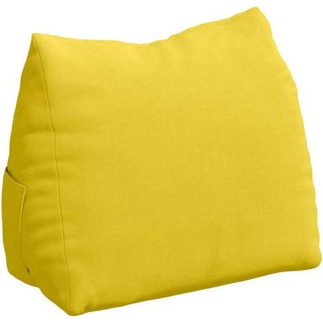 Coussin jaune clair, mesurant 45 x 20 x 35 cm, en tissu. (1/5)