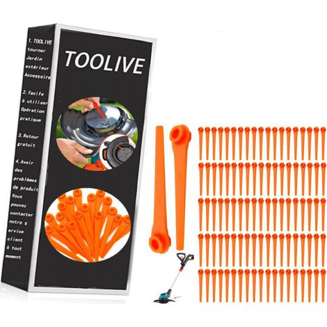 YMYNY Lot de 100 Lames de Rechange en Plastique pour Coupe-Bordures Gardena 9823 9825 9820 9821 Lames débroussailleuse 70mm