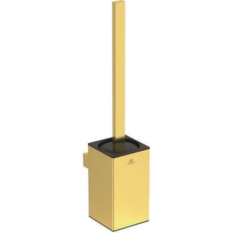 Escobillero CONCA cuadrado, con soporte de pared dorado cepillado IDEAL STANDARD