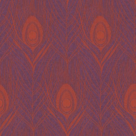 Tapisserie motif plume rouge & violet Papier peint plume oiseau pour chambre Papier peint moderne motif plume pour entrée (1/5)
