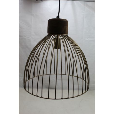 [GEBRAUCHT] B-Ware Lampe Hängeleuchte Alami Messing Mangoholz Leuchte 3 Flg.