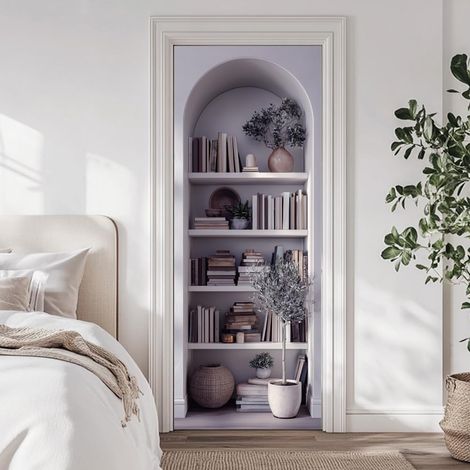 2 autocollant de Porte Autocollant 31.5"X78.7" bibliothèque Arquée 3D Élégante et Simple Autocollants Muraux en PVC Amovibles pour Décoration de Chambre à Coucher Salon (1/5)