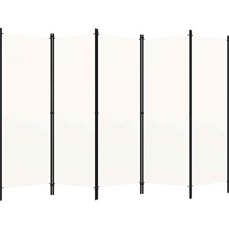 vidaXL Paravento a 5 Pannelli Bianco 250x180 cm