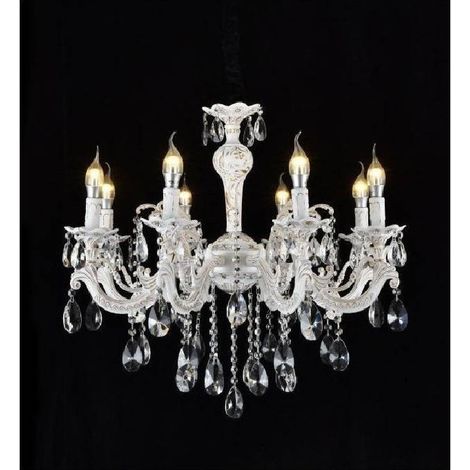 TRADE SHOP - Lampadario Soffitto Classico 8 Bracci Attacco E14 Vetro Effetto Cristallo A01-8 - (1/2)