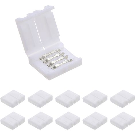 Paquete de 10 conectores rápidos blancos de 4 pines para tiras LED RGB (1/5)