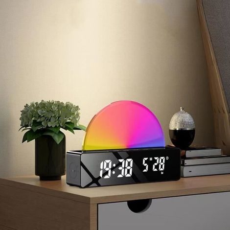 Réveil - Intelligente - Miroir - Noir - LED - Thermomètre - Compte à rebours (1/4)