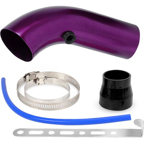 Car air intake modification kit with 76mm/3inch mushroom head air filter, high flow rate - separate intake pipe - purple