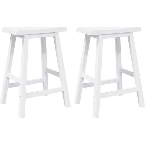 Maison Exclusive - Barhocker 2 Stk. Weiß Massivholz Gummibaum