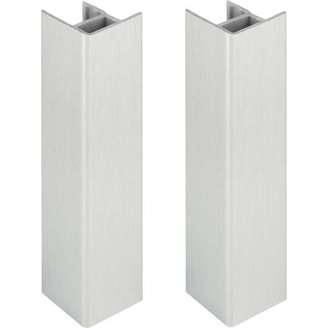 – Jonction de plinthe 150mm finition aluminium brossé – Raccord connecteur pour pied de meuble – Profil PVC plastique (1/3)