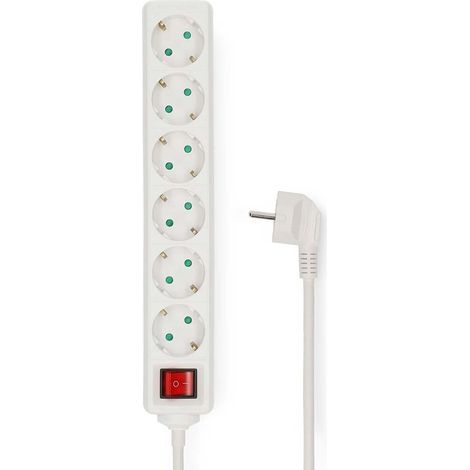 Nedis Esoc650f2wt Steckdosenleiste 6 Steckdosen weiß 5 m Kabel