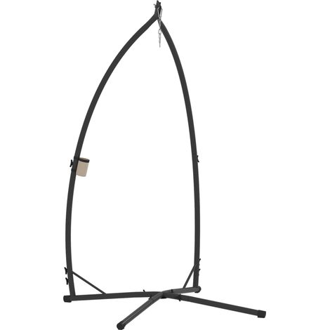 Support de chaise suspendue avec structure en acier, base stable et porte-gobelet pour terrasse, jardin, balcon, noir