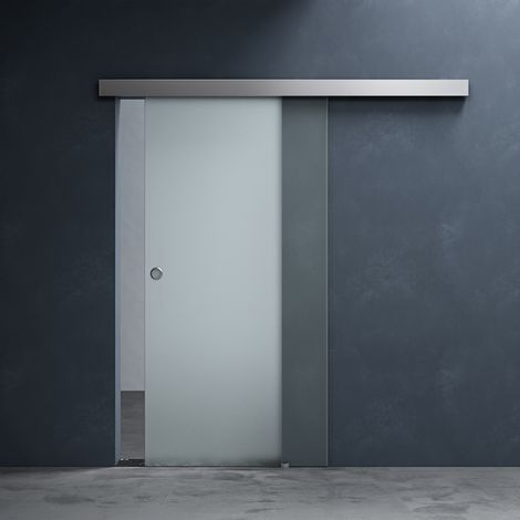 Mai & Mai Porte Coulissante Opaque en Verre de Sécurité ESG de 8mm 102,5x215cm Poignée Ronde avec Système Softclose Ama TS12H-1025 Distance au Mur de 15mm
