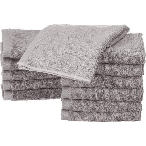 Lot de 12 petites serviettes en coton, Gris (1/4)