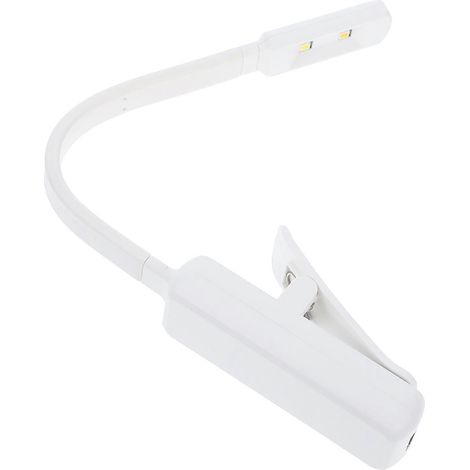 Lampada da lettura a clip in plastica bianca con luminosità regolabile. (1/5)