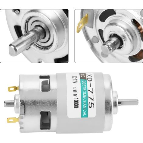 Moteur DC 12V 10000tr/min XD-775 haute vitesse, double roulement à billes, faible bruit, brosse carbone, 775 moteur électrique (1/5)