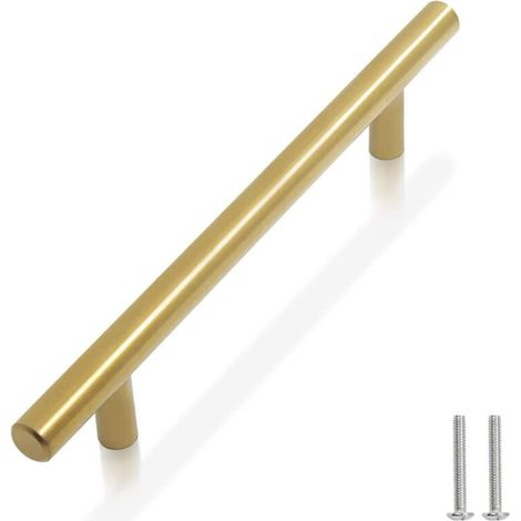 10 Stück Möbelgriffe Edelstahl Moderne Schubladengriffe 160mm Schrankknöpfe mit Schrauben Gold