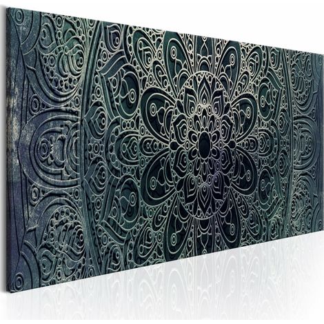 Tableau mandala malachite calme - 135 x 45 cm (1/4)