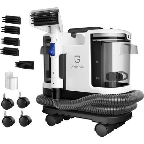 Nettoyeur de Tapis 600W, 4 Roues Pivotantes pour une Maniabilité Exceptionnelle, Rangement Compact, Réservoirs 1,8L/0,8L, Flexible 1,5m et Câble 5m,Nettoyage des canapés et des voitures (1/5)