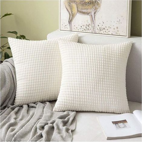 Ensemble de 2 taies d'oreiller en velours côtelé 50x50 cm pour coussins décoratifs (1/4)
