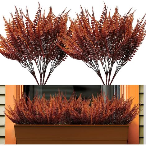 8 PCS Fausses Fougères Sauvages Automne, Automne Artificielles Faux Boston Fougères Plantes Artificielles Extérieur Arbuste Avant Porche Fenêtre Boîte Panier Be Jardin (1/5)