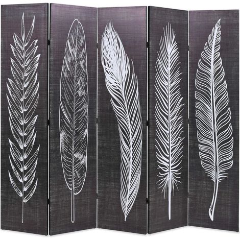 Schermo divisorio decorazione della parete divisoria mobili pieghevoli 200 cm piume bianche e nere