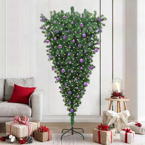 Teenpull – Umgedrehter Kunst Weihnachtsbaum mit Kugelset Grün 210 cm PVC (1/5)