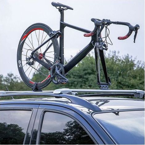 Support vélo avant universel, fixation rapide aluminium robuste avec roulement pour toit de voiture, couleur noir. (1/5)