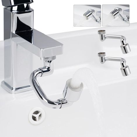 Lot de 2 rallonges de robinet pivotantes en métal, aérateur de robinet pivotant universel pour bras robotisé avec deux modes de pulvérisation (1/5)