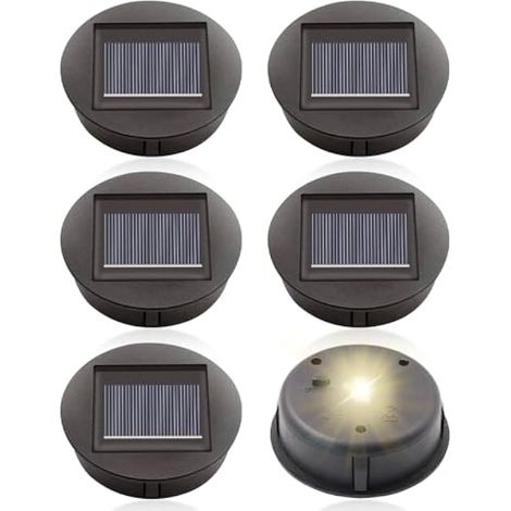 6 Pièces Panneaux Solaires de Rechange, 8cm Couvercle Lanterne LED 1.2V 600mAh Lumière Chaude pour Lanternes Extérieures (1/5)