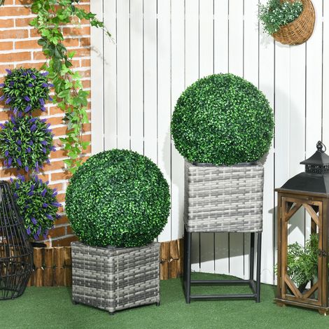 Set di 2 sfere di bosso artificiali Ø50 cm, per interno ed esterno, plastica verde (1/5)
