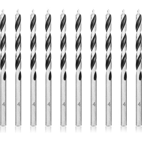 Forets hélicoïdaux pour bois, 4 mm, lot de 10, à pointe précise et haute résistance, idéaux pour perceuses électriques et à main
