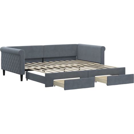 Maison Exclusive - Divano Letto Estraibile Cassetti Grigio Scuro 100x200cm Velluto