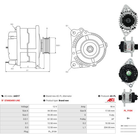 Alternateur AS-PL A4017 ALFA ROMEO 46231722 46412679 46412681 46428729 46430528