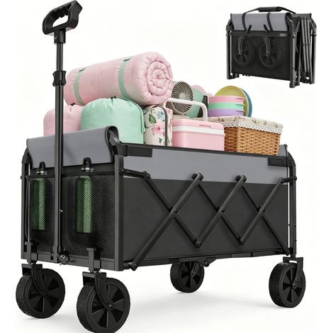 Faltbarer Bollerwagen 100 kg, Stahl, Schwarz, mit höhenverstellbarem Griff, MODENUIT (1/2)