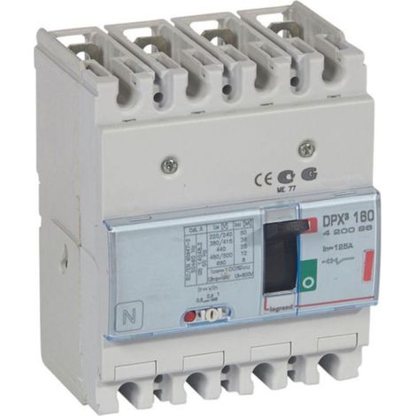 Disjoncteur magnétothermique DPX³160 pouvoir de coupure 36kA 400V - 4P - 125A - LEGRAND