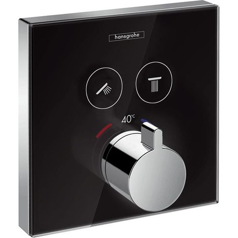 Set finition en verre avec therm ShowerSelect E encastré 2 fonctions, noir/chromé