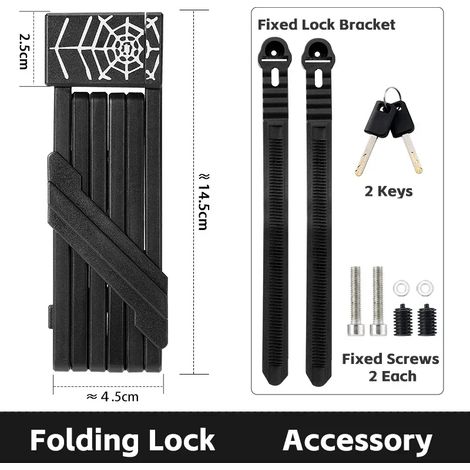 (67 cm, noir) Antivol pliable pour vélo, portable, sécurisé et antivol, convient aux motos et vélos électriques (1/5)