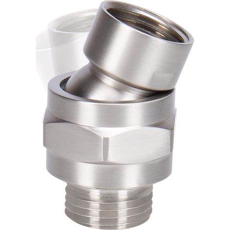 Schwenkbarer Duschkopfadapter, Duschanschluss aus massivem Messing, Kugelgelenk, verstellbares Universal-Duscharmverlängerungsset (gebürstet)