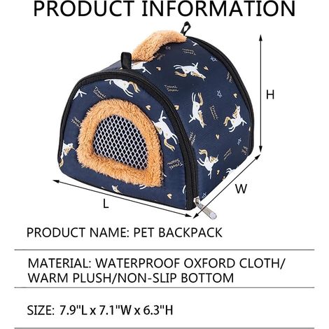 1 Sac de transport pour petits animaux, Oxford imperméable, Doux et respirant, Pour hamster cochon d'Inde voyage.