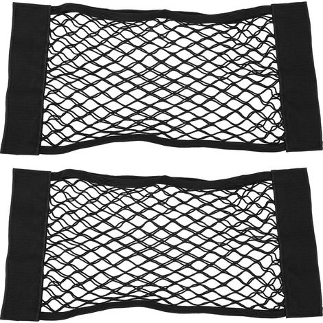 Filet de Rangement pour Coffre de Voiture 2 Pièces, Noir, Double Couche - Poche pour Téléphone, Clés et Petits Objets 50 x 24 cm (1/5)