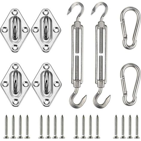 Fixations d'ombrage de Voile, Kit de Fixation pour Voile de Jardin, Kit de Fixation Voile d'ombrage, Kit de Fixation de Voile Solaire pour l'installation de Voile 316 Kit Accessoires (1/5)