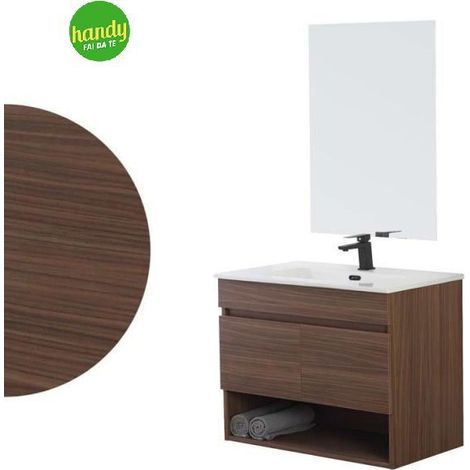 Composizione bagno sospesa Revital Feridras 80 cm noce canaletto con vano a giorno (1/2)
