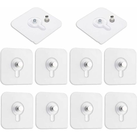 Lot de 10 Accroche Tableau Sans Percer, Transparent Languette Crochets Adhésives pour Cadres Photo Mural, Miroir et Affiches (1/4)